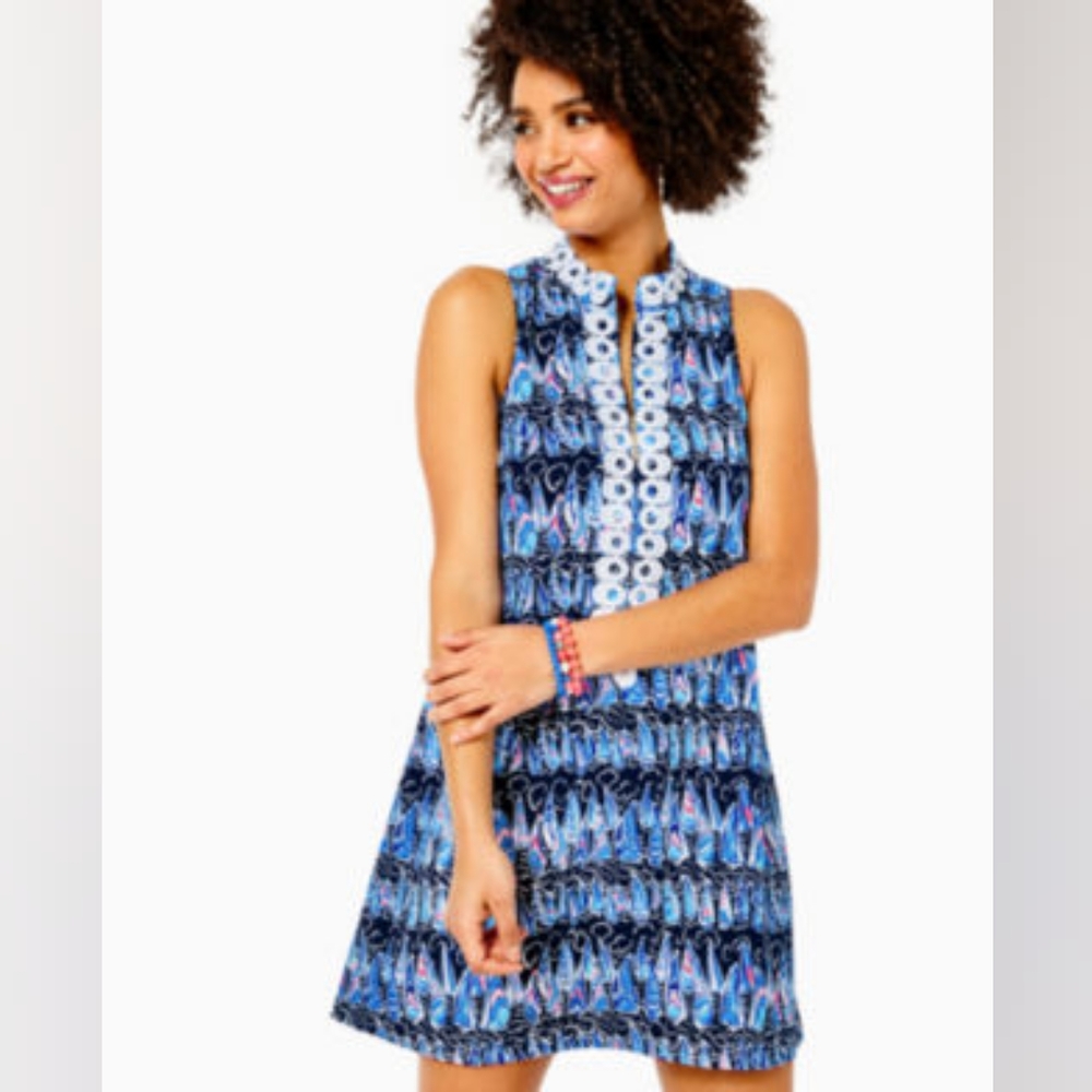 NWT Lilly Pulitzer Jane Shift Dress - Low Tide Navy Sails And Stripes